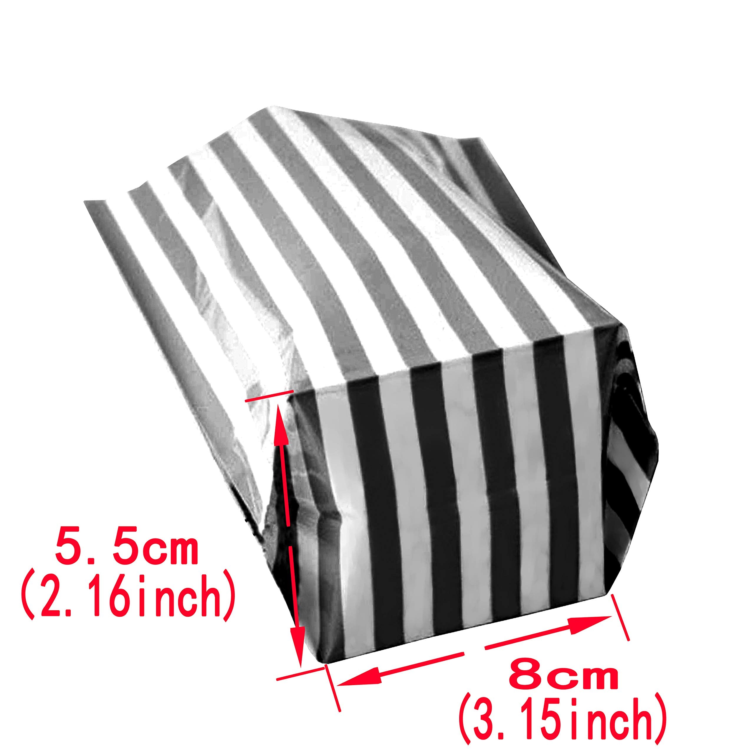 Clear Plastic Cellophane Treat Bags - Black White Stripes Party Favors Cello Bags Wedding Baby Shower Birthday Party Cookie Cand